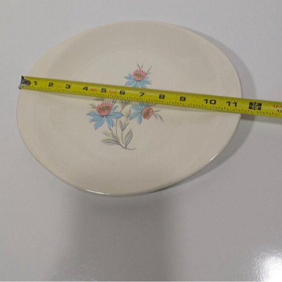 Steubenville Fairlane Oval Dinner Plate Pink Blue Floral Design Vintage Pottery - Picture 8 of 11